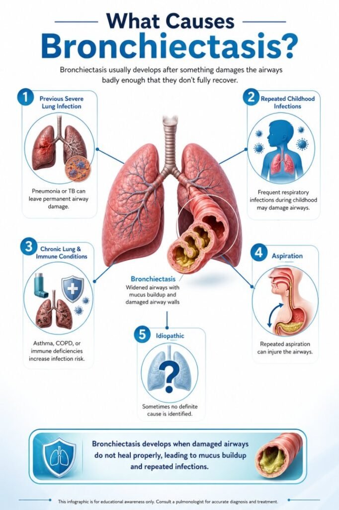 What causes bronchiectasis